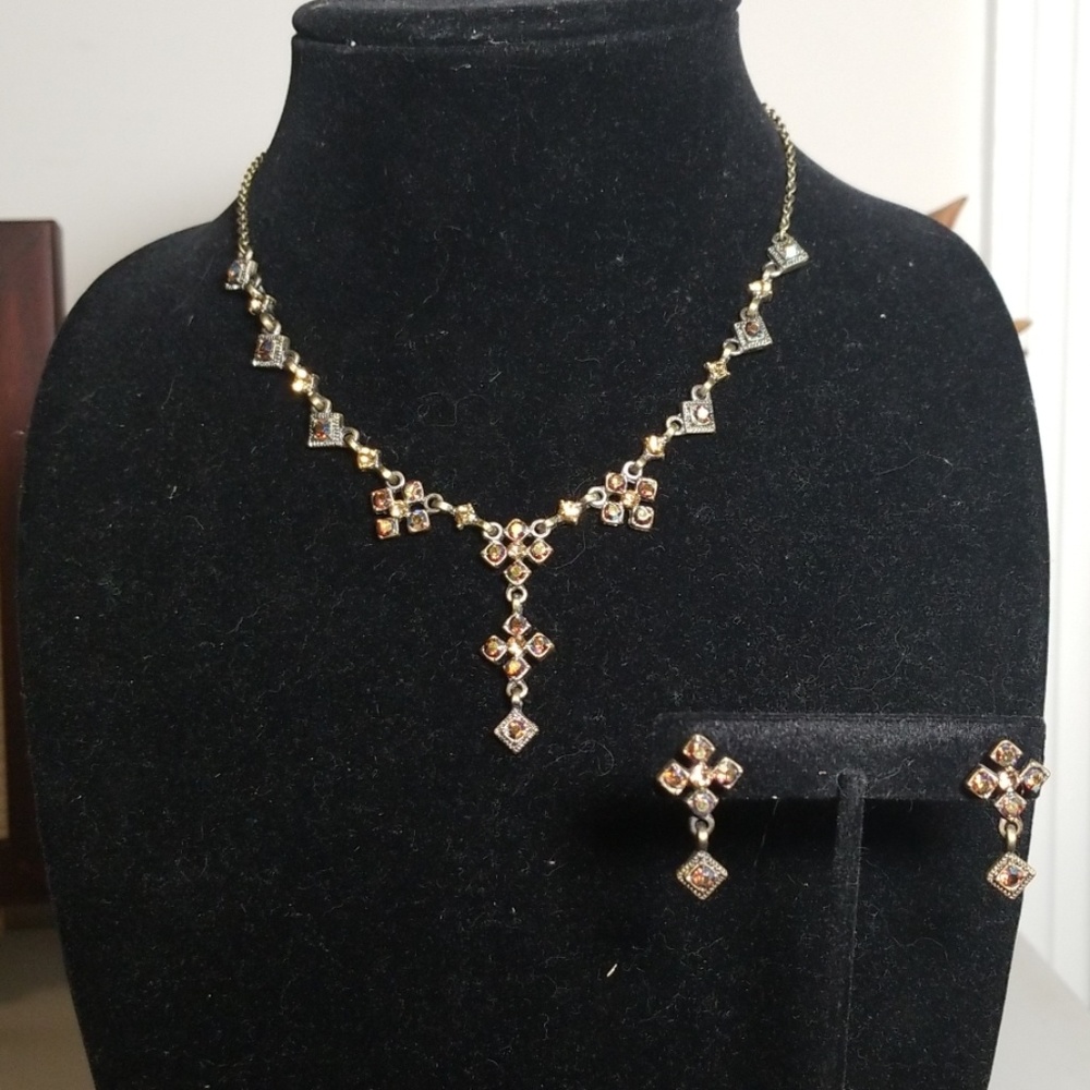 Cookie Lee Rhinestone Drop Necklace and Earrings